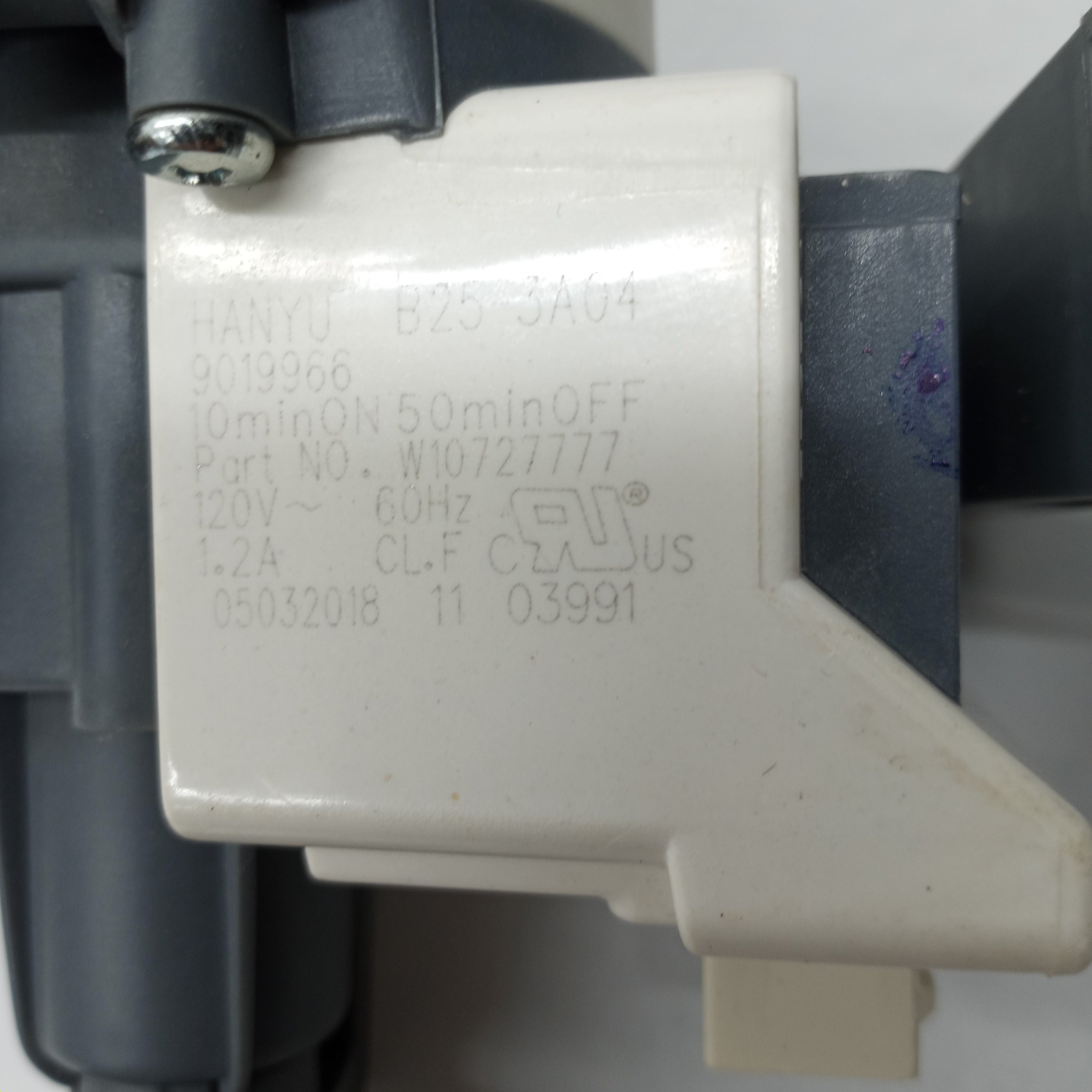Whirlpool Washer Water Drain Pump W10876600 B25-3A04 Whirlpool Washer Water Drain Pump W10876600 B25-3A04